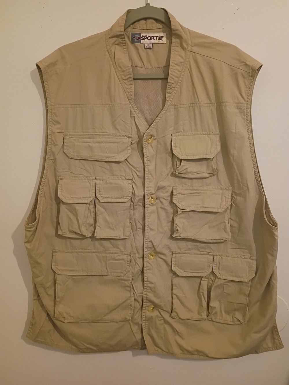 VTG Sportif Men's Khaki Utility Fishing Vest Sz XL‎